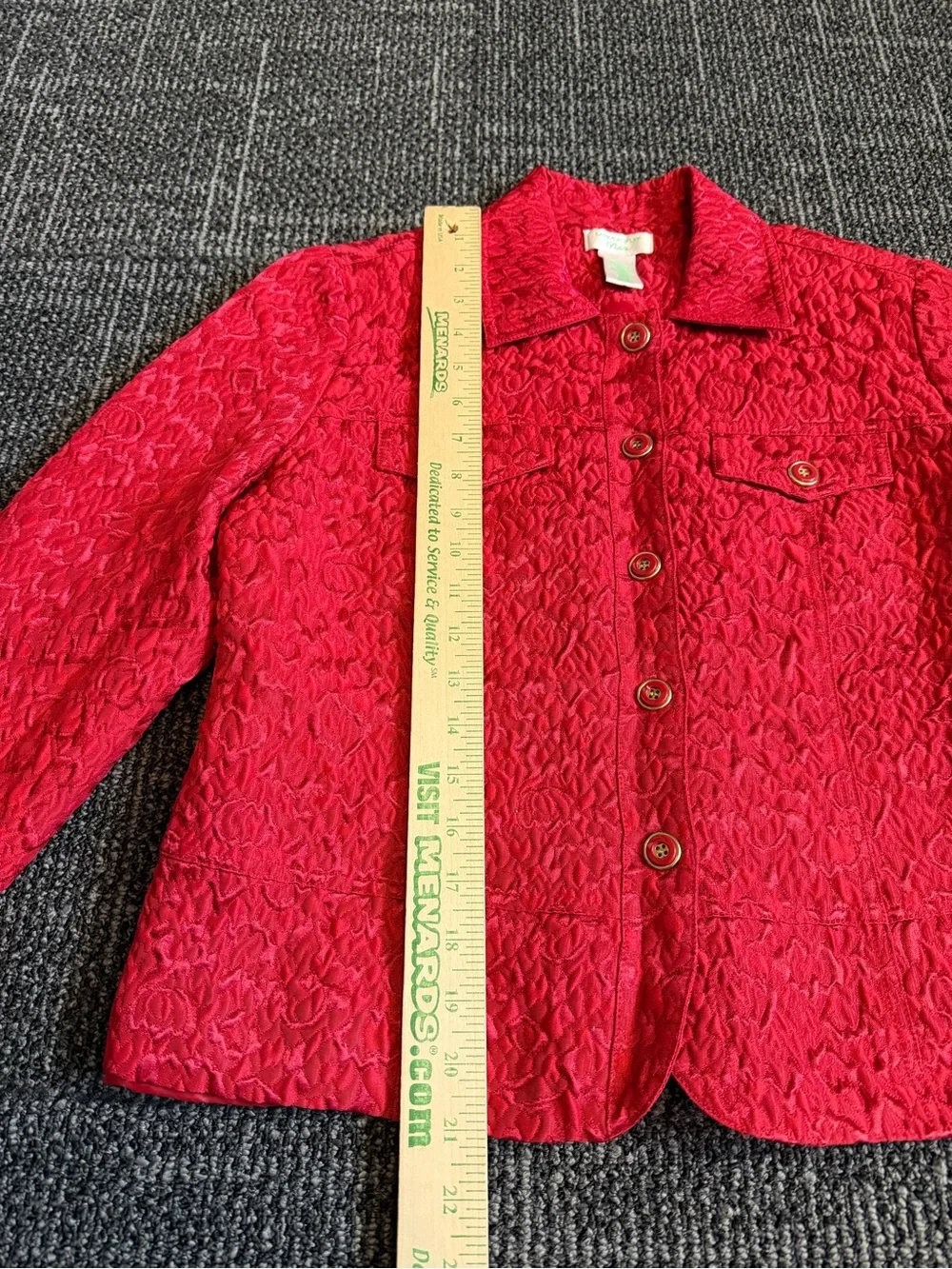 Vintage Laura Ashley Red Chenille Textured Button Jacket Blazer Women's Small P